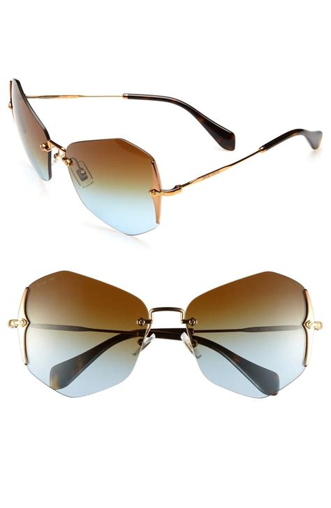 miu miu 60mm rimless retro sunglasses|Women's Eyewear & Sunglasses .